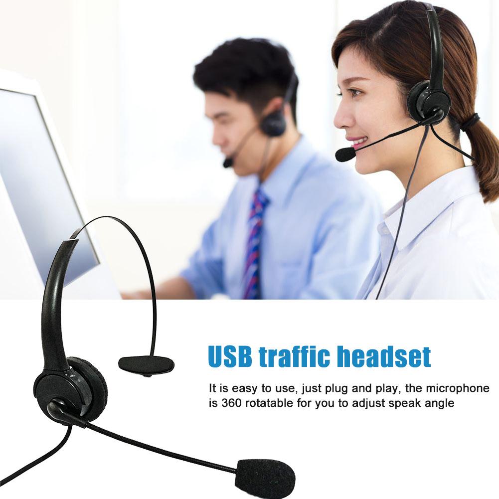 Telefon-computer-headset mit mikrofon, usb-verkehrs-headset, kopfhörer mit geräuschunterdrückung und drehbarem mikrofon für den pc