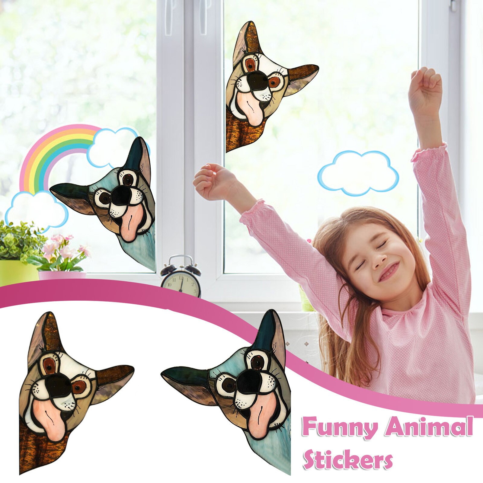 2PC Removable Funny Personality Interest Pet Stickers Home Window Wall Ornament наклейки Waterproof Decorative Stickers