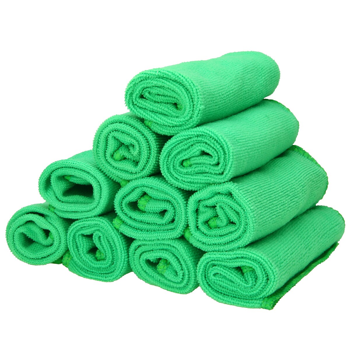 Mayitr 10pcs Microfiber Wash Clean Towels Cleaning Cloths Car Furniture Cleaning Duster Soft Cloths 30x30cm Green