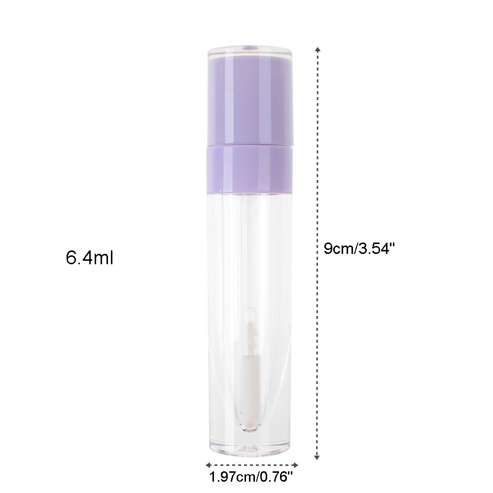 1 stk. 6.4ml tomme lipglossflaske rund tube gør-det-selv-læbestiftbeholder genopfyldelige hætteglas prøve display makeup tilbehør: Lilla