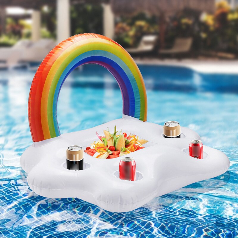 Opblaasbare Bekerhouder Float Bier Drinken Koeler Water Tray Ice Bar Speelgoed Zwembad Party Beach Supplies Rainbow Cloud Fruit Onderzetters