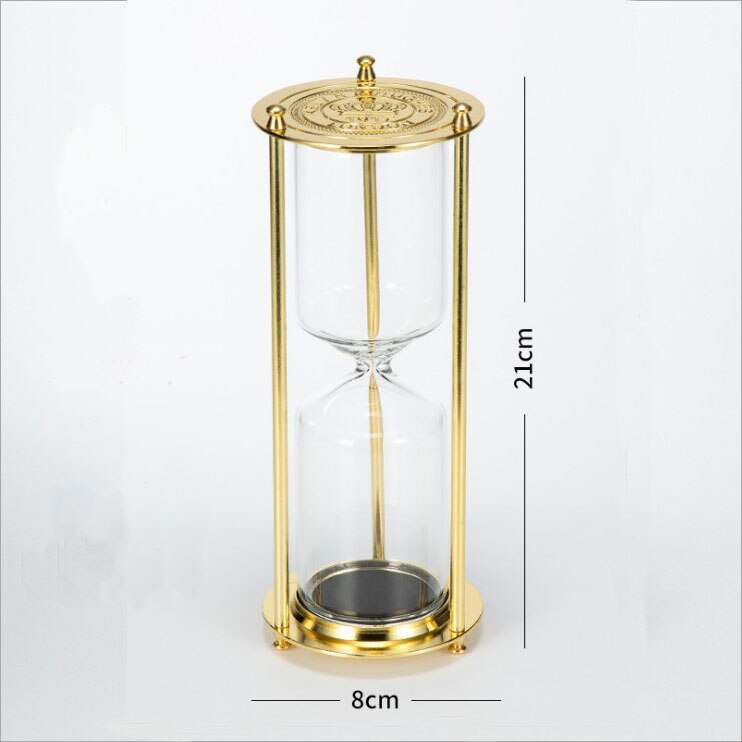 Europese Metalen Zandloper Home Keuken Zand Klok Glas Decoratieve Zand Zandloper Zand Timer Voor Desktop Decoratie: Gold 21cm