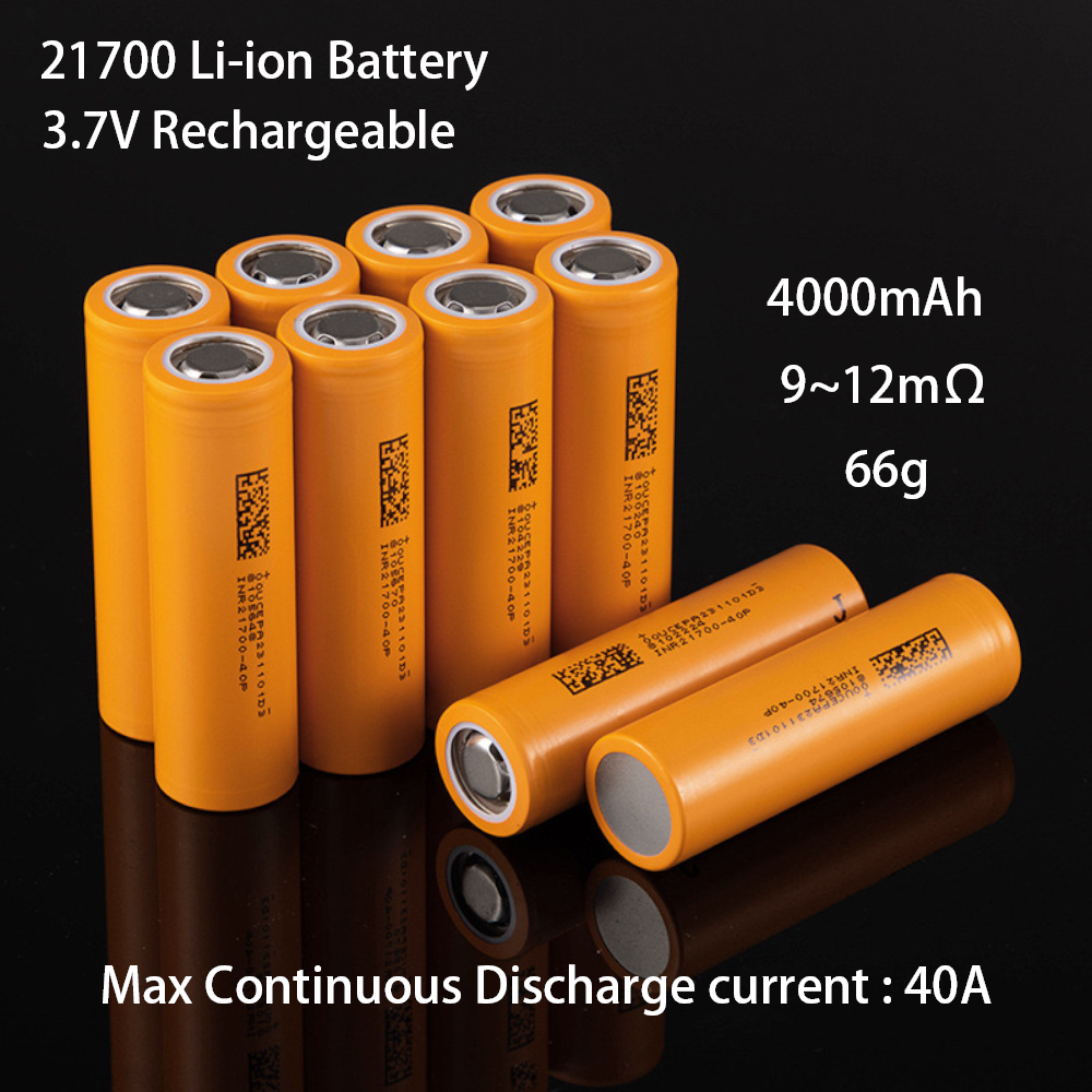 21700 Lithium Battery 4000mAh 3.7V 10C 40A Discharge Rechargeable Li-ion Batteries 21700 Power Cell Internal Resinstance 9~12mΩ