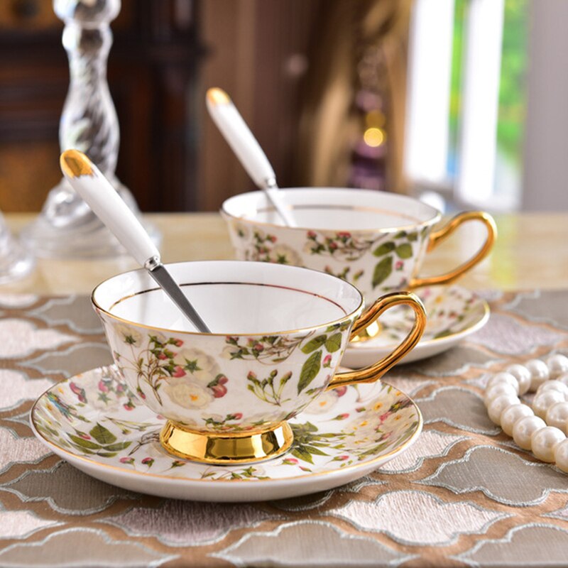 Christmas Gold Afternoon Tea Cup Saucer Set Coffee Cup Tea Pot Set Tea Tray Bridesmaid Tea Cup Set