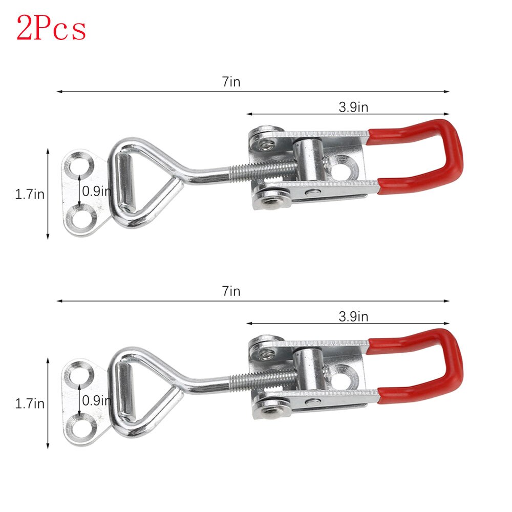 2PCS Metal Rubber Adjustable Latch Catch Toggle Clamp Furniture Hardware Cabinet Boxes Lever Handle Lock Hasp for Sliding Door: 4002