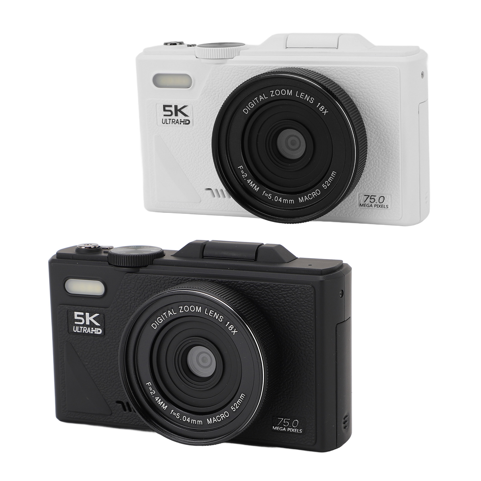 Speilfritt Digitalkamera 5K 75MP - 18x digital zoom - Bilde stabilisering - Autofokus - Qiilu