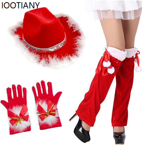 Christmas Element Three-piece Set Autumn Winter Xmas Top Hat Christmas Thickened Warm Hat Circle Headgear Party Dress Up: Orange