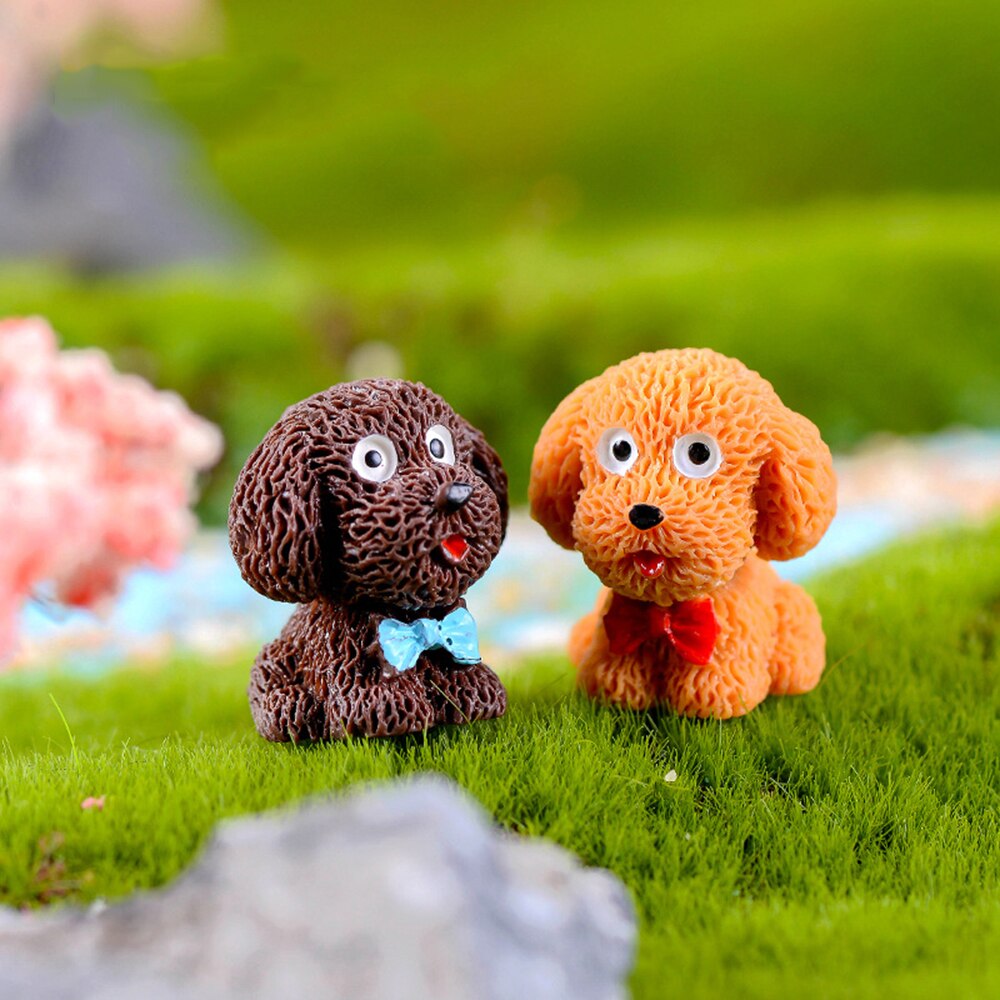 Dollhouse Decoration Fairy Garden Puppy Figurines Cute Teddy Mini Cartoon Dogs Toy Resin Miniature Animal For Children Toys