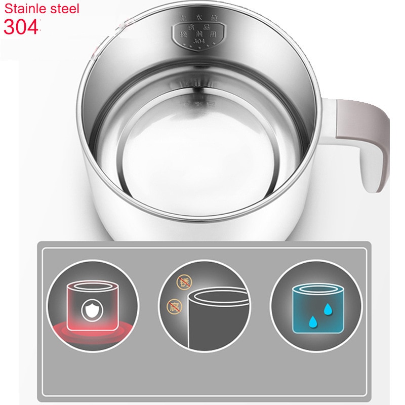 Mini Electric Cooking Pot 1.2L Electric Skillet Stainless Steel Electric Caldron Household Boil Stew 304