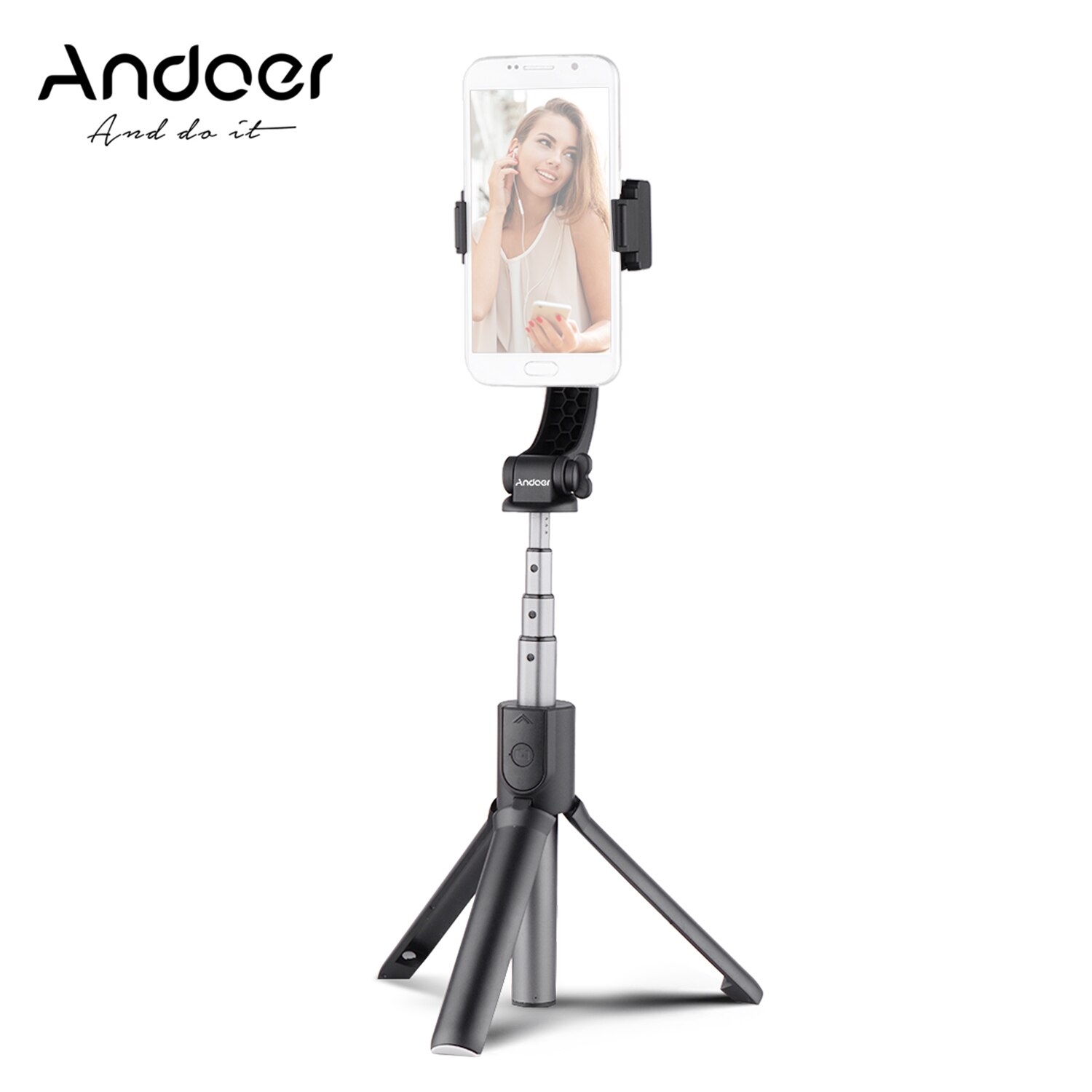 Andoer 3-In-1 Uitschuifbare Smartphone Gimbal Stabilizer + Selfie Stok + Tripod Stand Voor Live Vloging Video voor Smartphones