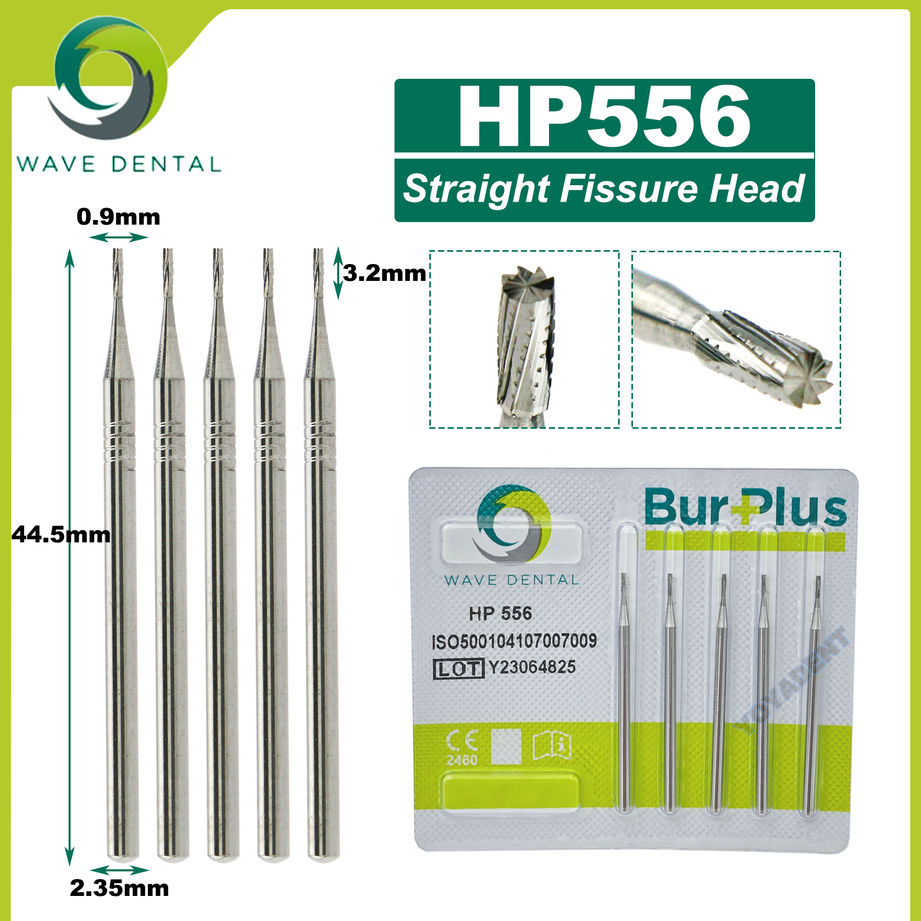 Fraises dentaires en carbure de tungstène WAVE, forets de dentisterie, fraise dentaire HP Dia 2.35mm pour cône à nez droit, pièce à main à basse vitesse 5 pièces/paquet