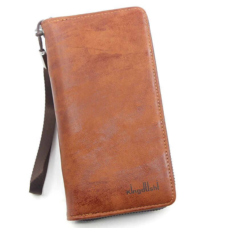 Organizer wallet for men Cellphone Wallet Men's Clutch Wallets Men Credit Card Holder2020 PU style leather Male Long Purse Zip: Coffee