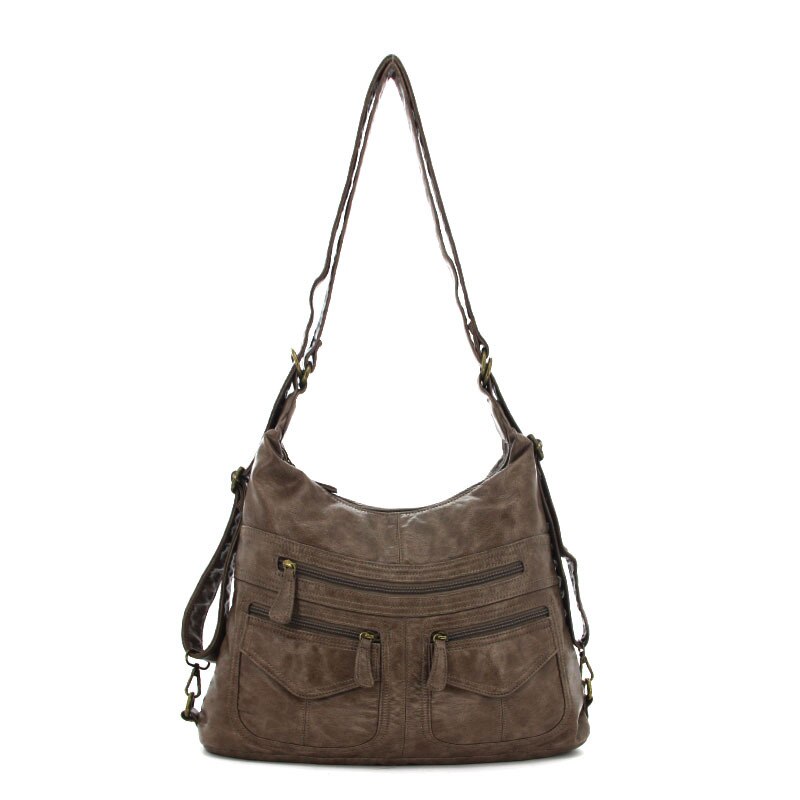 Angelkiss borse da donna borse a tracolla di moda acquirente in PU morbido borsa a tracolla piccola borsa a tracolla per donna borsa per telefono di grande capacità: Marrone chiaro