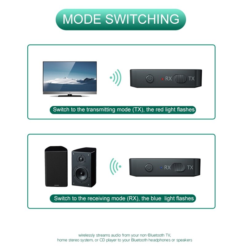 Bluetooth 5.0 mottaker avsender 3.5mm aux jack rca usb dongle trådløse o adaptere håndfri samtalemikrofon