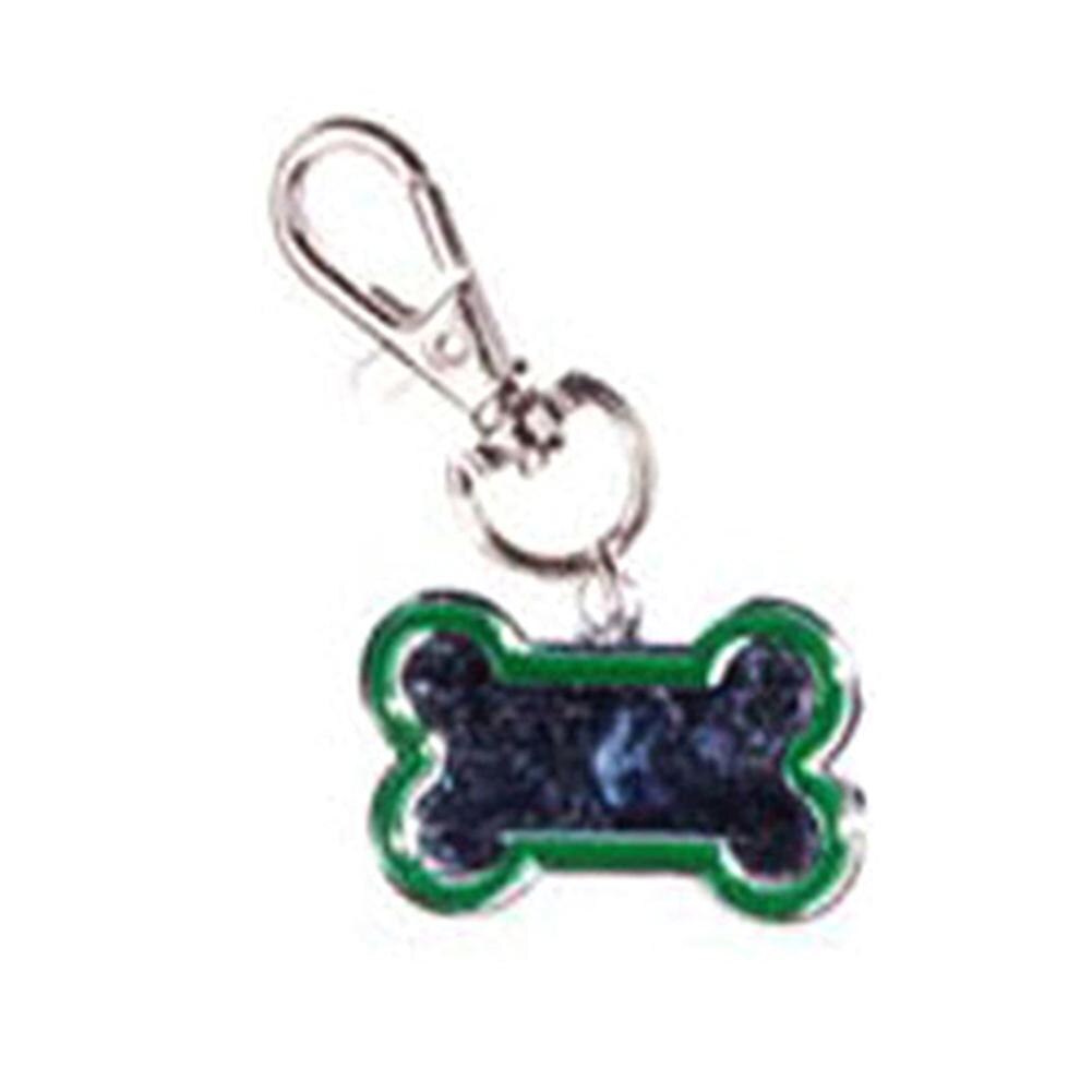 Plaque d'étiquette de nom d'identification Anti-perte en forme d'os pour chien et chiot, décoration de collier à breloques: green