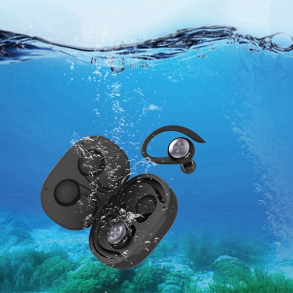 Tws Draadloze Bluetooth Headset Sport 5.0 Waterdichte Hoofdtelefoon Stereo Noise Cancelling Koptelefoon (Zwart)