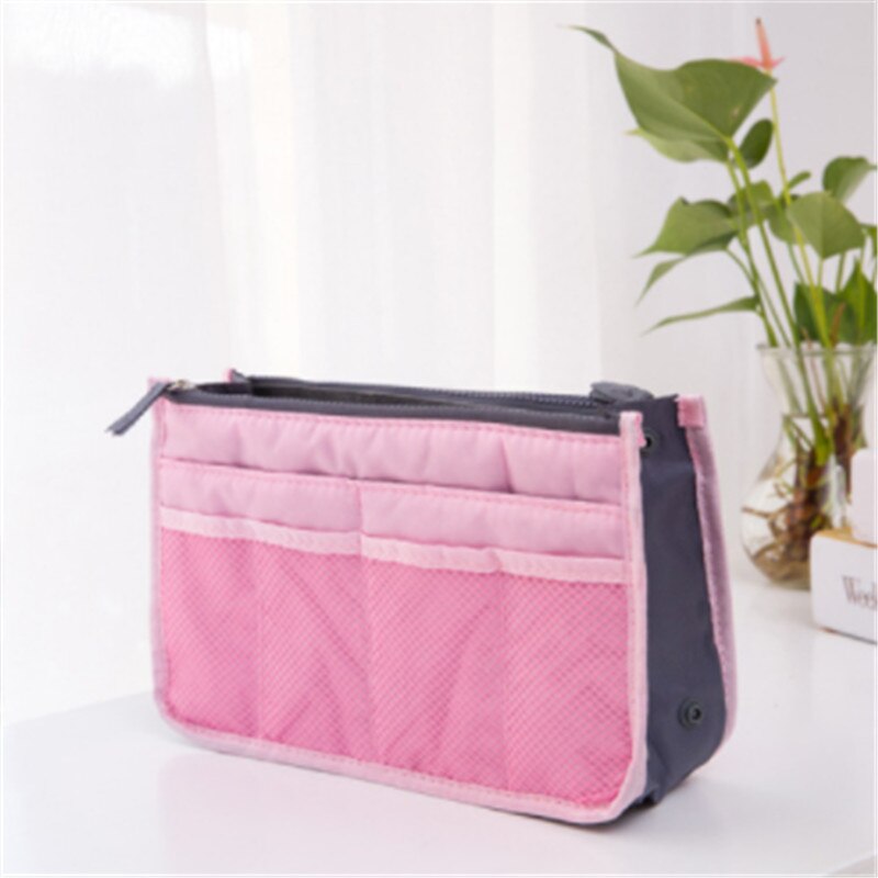 1 unidad grande de viaje bolsa de cosméticos bolsas de maquillaje de Nylon impermeable bolsa de cosméticos de viaje organizador estuche necessarios bolsa de aseo: pink