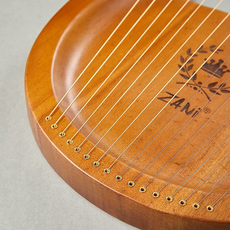 ZANi Leier Harfe, 16 Metall Saiten Harfe Mahagoni Krone aufbringen Leier Harfe, tragbare Stabile Klang Harfe für Instrument Liebhaber