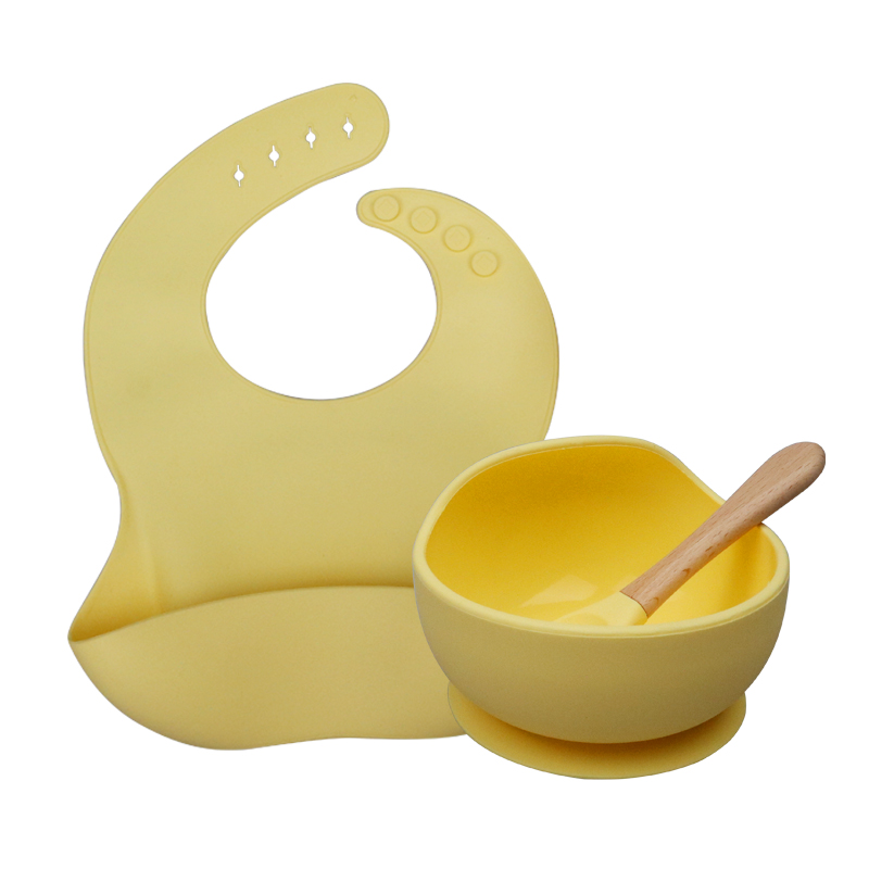 Ensemble de bol étanche et antidérapant pour bébé,1 pièce, produit en silicone et sans BPA, assiette, cuillère, vaisselle, alimentation,: Yellow