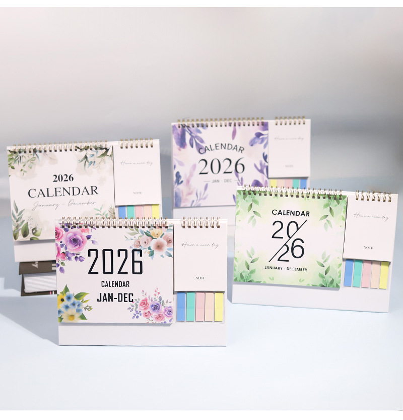 Staande bureaukalender 2026 Esthetische kunstkalender januari 2026- december 2026 Plannerkalender voor het organiseren en planning van een 1 stuks pen