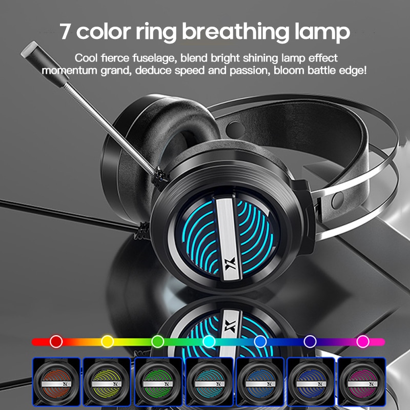 7.1- kanals hovedtelefoner med ledning til professionel gaming headset lyd stereo computer headset med mikrofon led lys gamer tilbehør