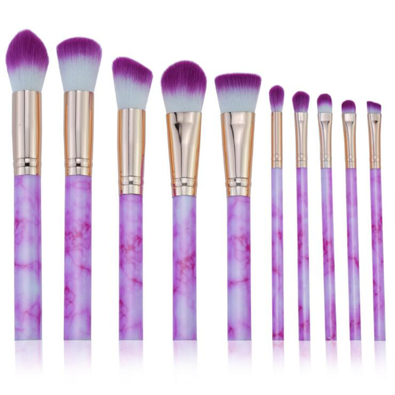 Brand Women Marbling Makeup set Soft Taklon Hair Makeup Artist Brush Tool Brush Kit: plum