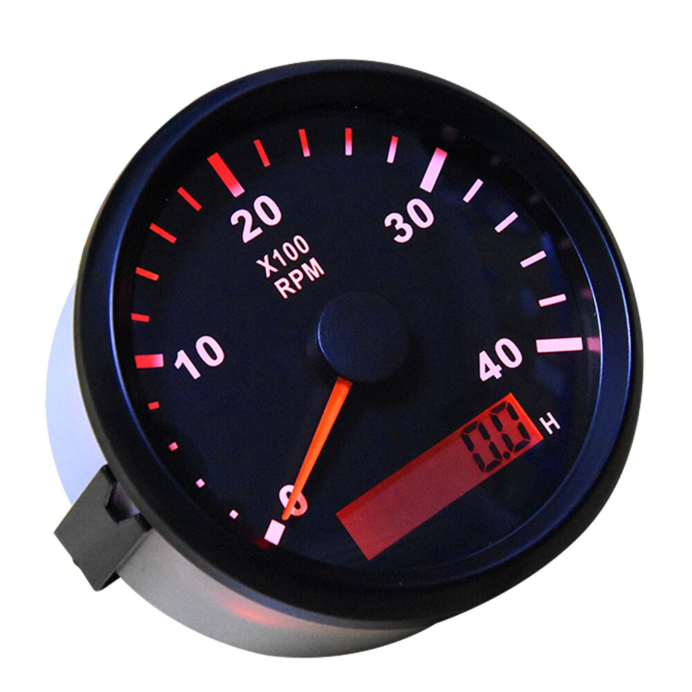 85mm Digital Tachometer Car Boat Marine Tacho Meter with LCD Hourmeter 4000RPM Meter Marine Tachometer Red Backlight 12V 24V