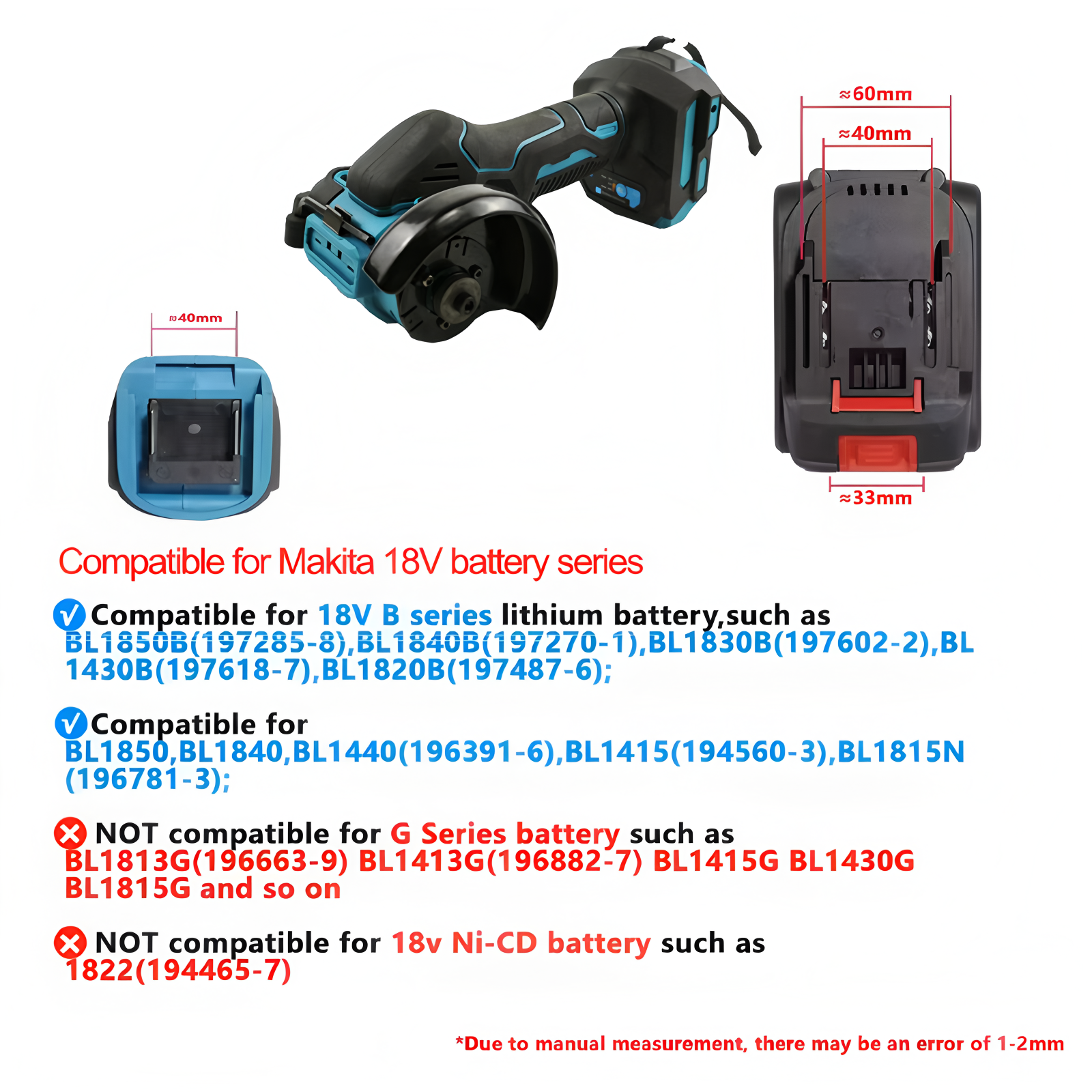 Fit Makita 18V batterij 3 inch mini haakse slijper snijmachine draadloos elektrisch slijpen polijsten snijden elektrisch gereedschap