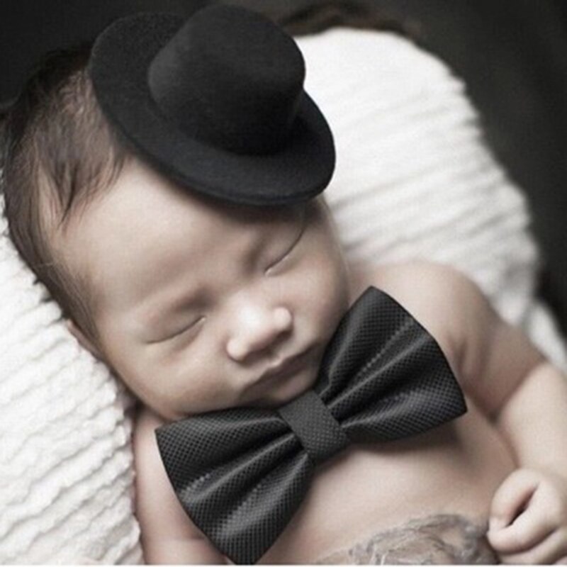 Baby Fotografie Props Hoed Tie Gentleman Set Baby Jongens Souvenir Foto Props Accessoires Top Hat Vlinderdas