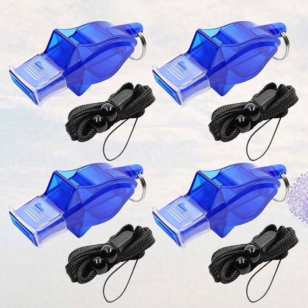 4 Set Simple Training Whistle Sports Referee Whistle with Lanyard for Kids School Sports Soccer Basketball (Dark Blue)