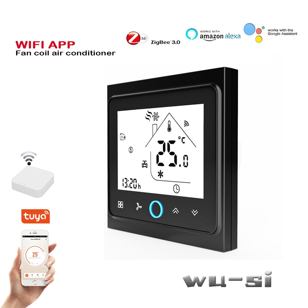 95-240VAC Tuya Wifi Zigbee Thermostaat 2P Fan Coil Thermostaat Regelklep Voor Verwarming Of Koeling