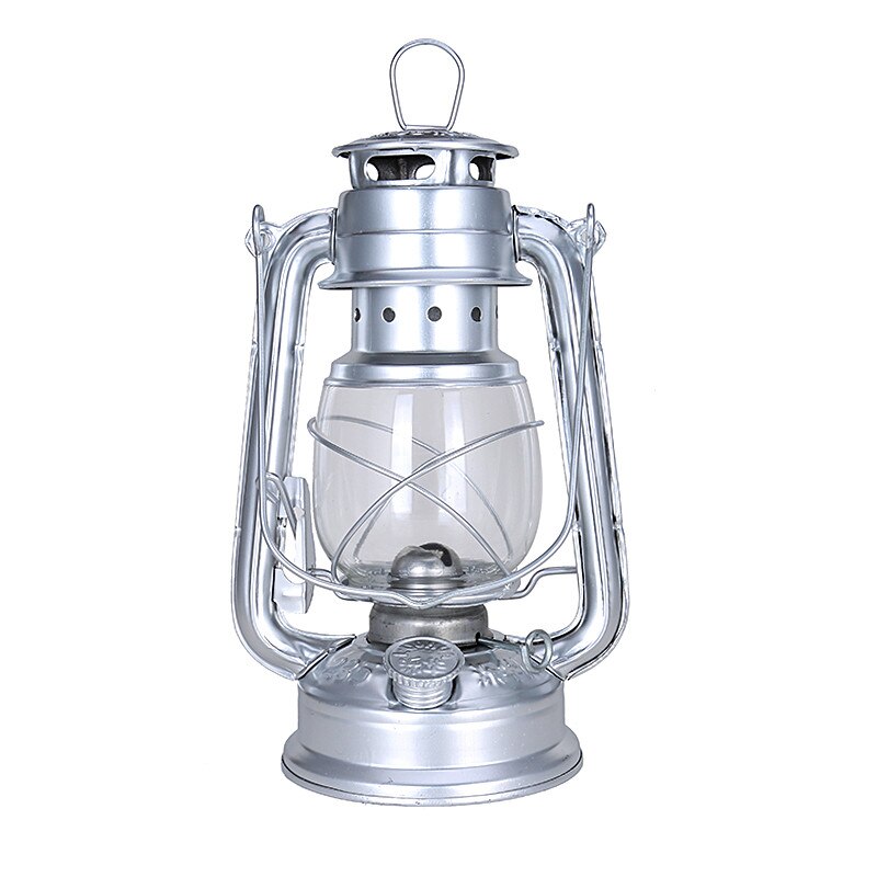 Lampe Kerosene rétro classique de 25cm, 6 couleurs, 235, lanterne à intensité réglable, mèche, lumières portables, ornement: Height 25cm Silver