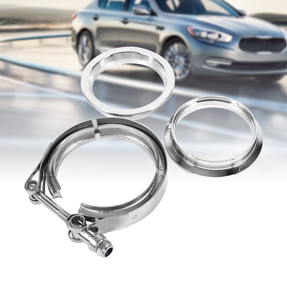 3&quot; Inch Stainless Steel V-Ring Clamp And Iron Adapter With 2 Flanges Kit Exhaust Down Pipe For Turbos Blow-Off Valves Exhausts