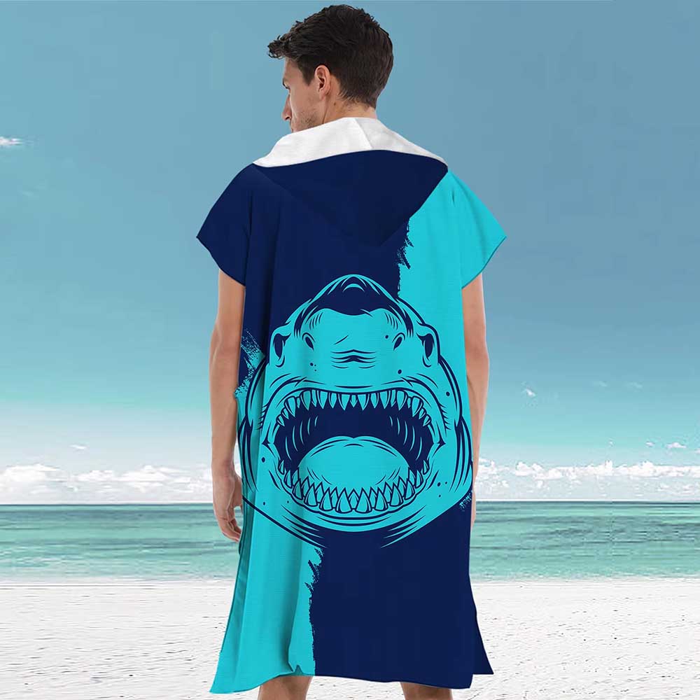 Surfponcho, waterabsorberende capuchon, microvezel strandlaken, badhanddoek, zwemhanddoek, wetsuit poncho voor volwassenen: Blauw
