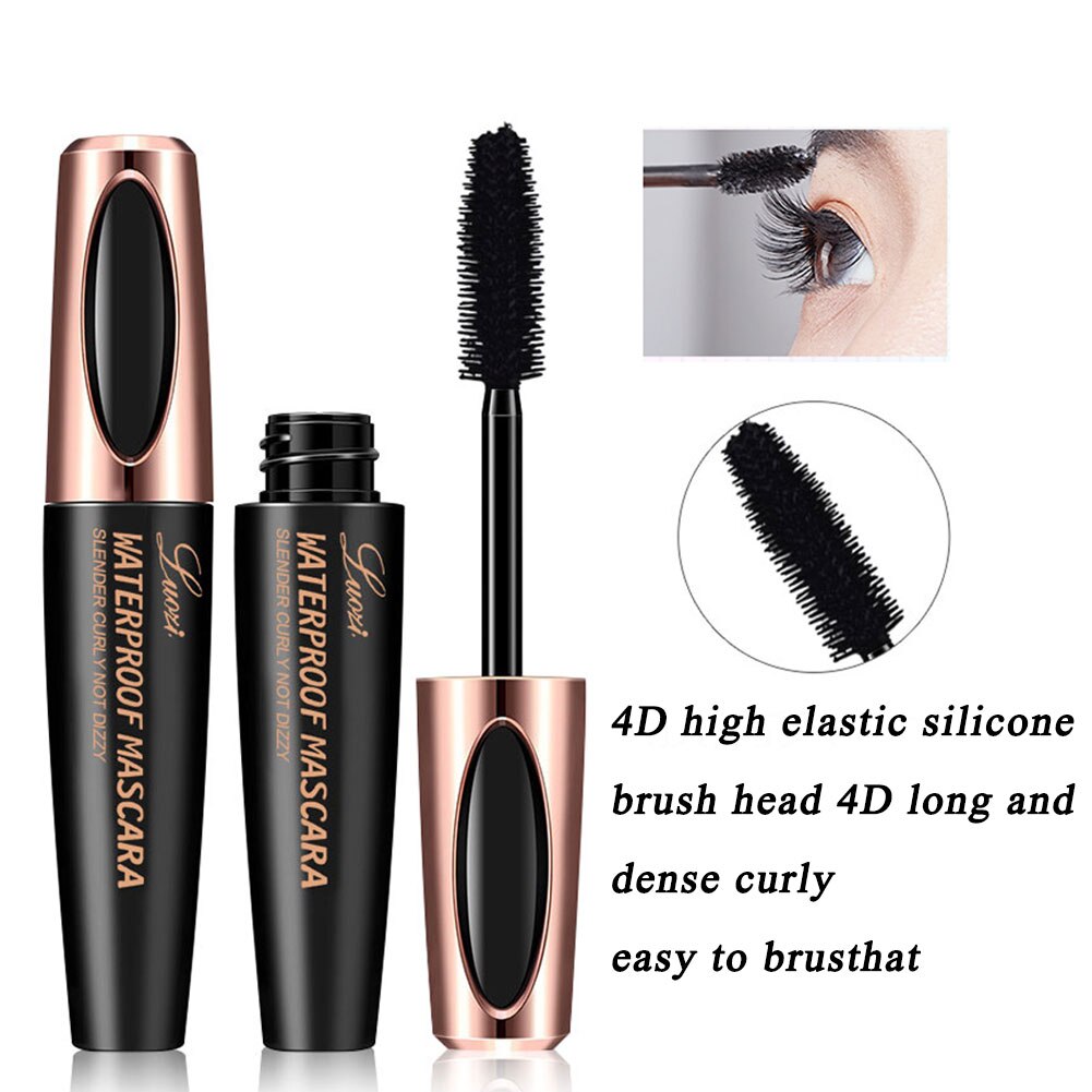 Mascara épais en Fiber de soie 4D, kit de maquillage résistant à l'eau, Volume noir et Durable, avec stylo à recourber les cils, pour une journée entière: mascara