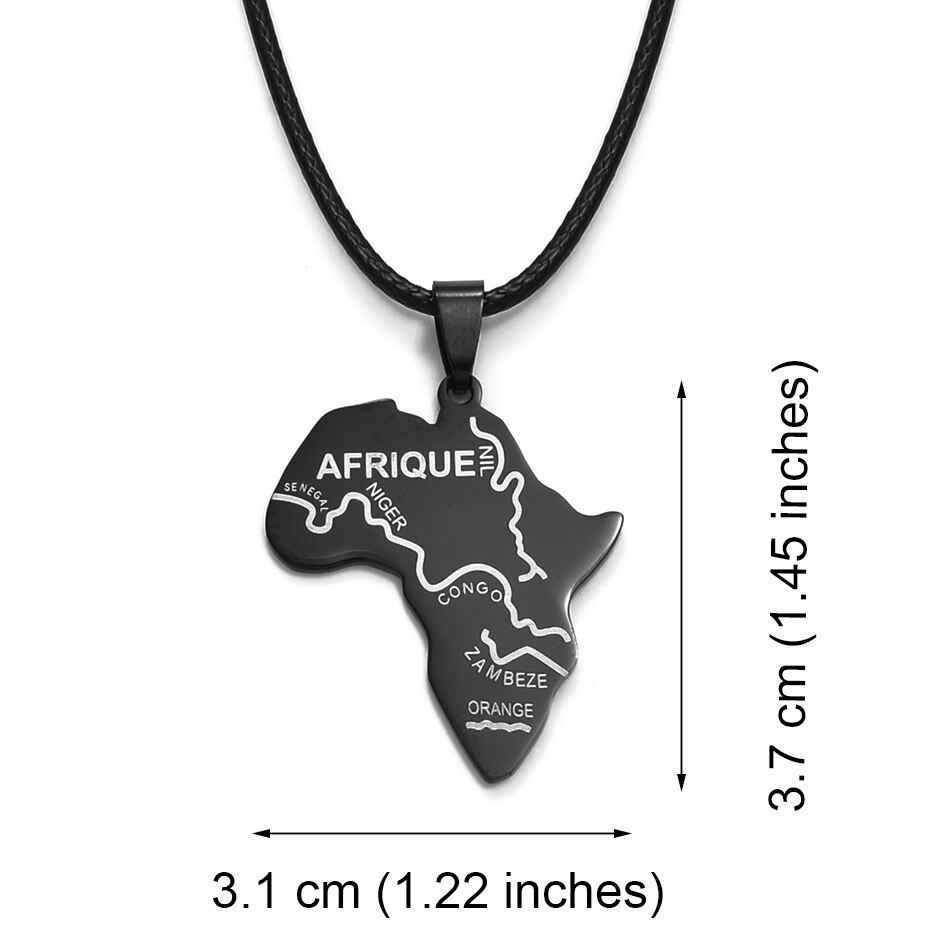 Anniyo Balck Kaart Van Afrika Hanger Touwen Afrikaanse Kaarten Sieraden Kettingen Nigeria, Zuid-afrika, Soedan, ethiopische Afrique #003721H