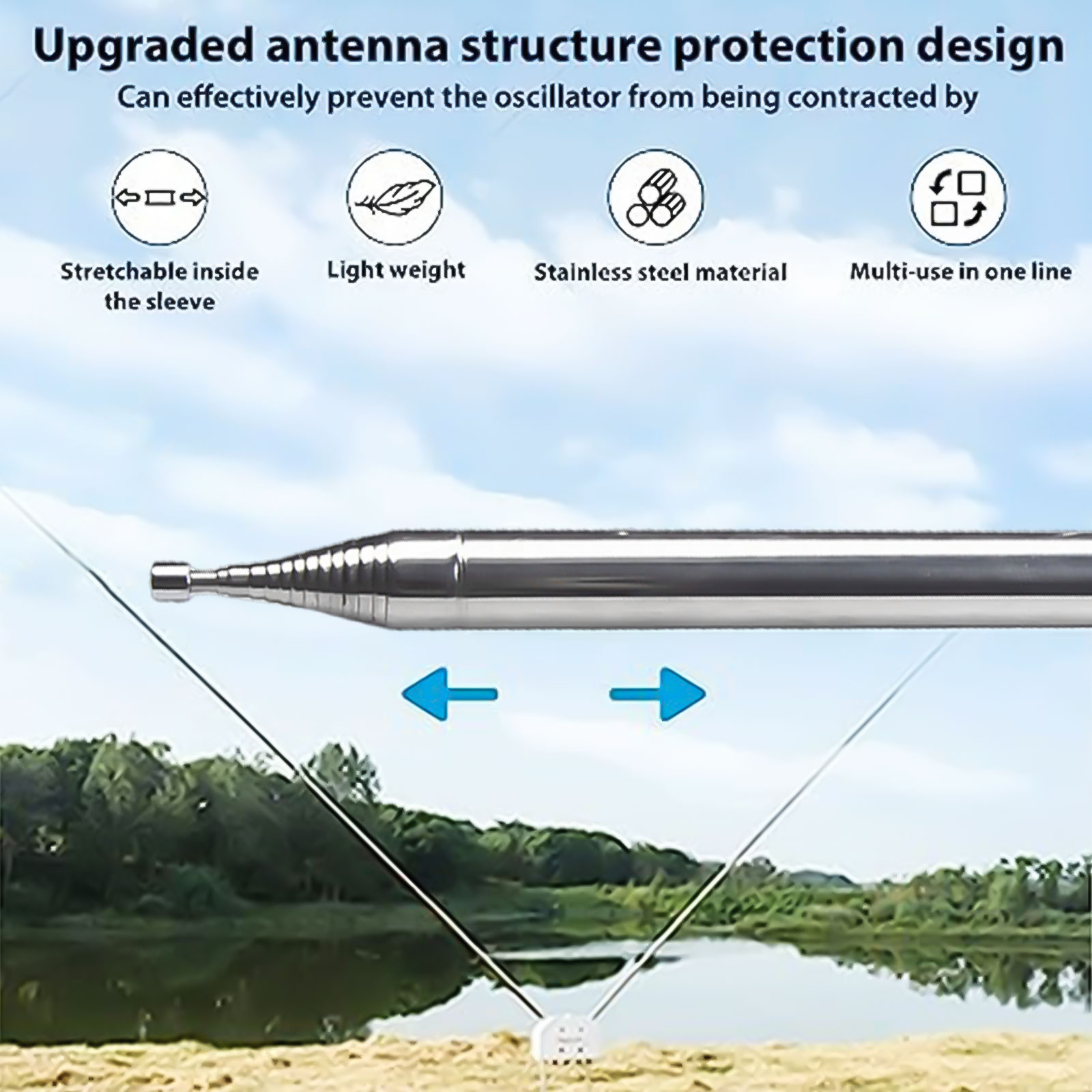 5 6M pour antenne GP télescopique pour applications Yagi 14 sections acier inoxydable solide et léger