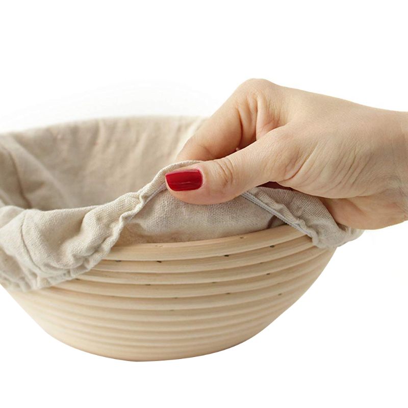 1 ensemble de panier à pain Banneton de 9 pouces avec doublure amovible et grattoir pour boulanger