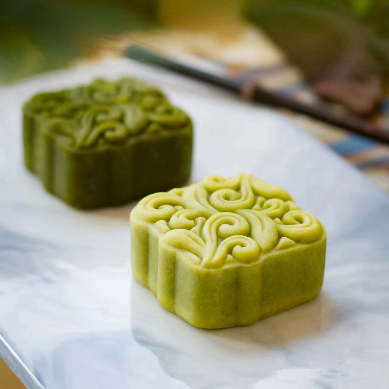 75G Vierkante Mooncake Handpers Mallen Ranken Plantkunde Vorm Chinese Stijl Koekjesstempel Diy Nuttig Mung Bean Cake Gebak