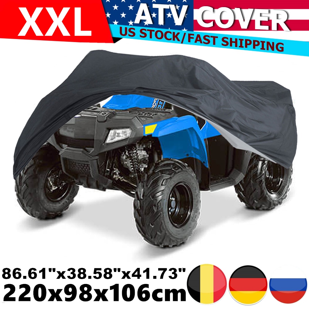 Xxl Zwart 190T Motorfiets Waterdichte Hoes Rain Dust Zon Uv Protector Case Quad Bikes Atv Protector Case Voor Polaris 220x98x106