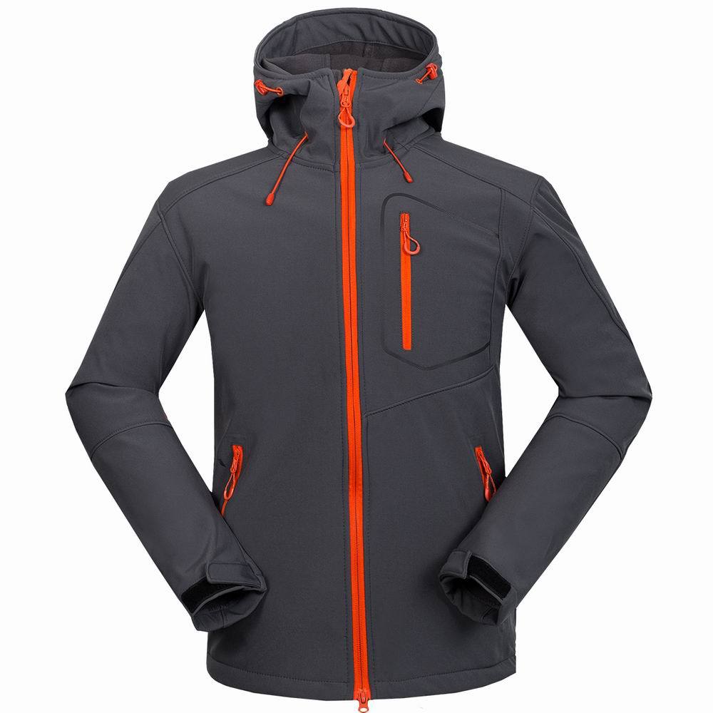 Vedenpitävä hupullinen softshell takki miesten mammutti vaellusvaatteet lämpötekniikka fleece hiihtokalastus kiipeilyvaatteet: Tummanharmaa / Xl