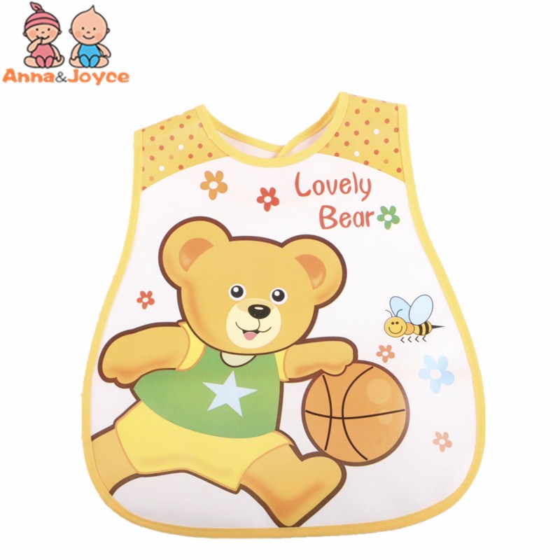 Babadores para bebês com estampa de desenho, babadores para crianças com 3 unidades, à prova d'água, almoço, meninos, meninas, cuidado com a alimentação: bear