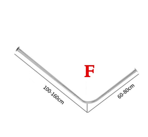 6 Size U/L-Shaped Shower Curtain Rod Retractable Curved 201 Stainless Steel Rail Rod No Punching Bathroom Curtain Mounting Rod