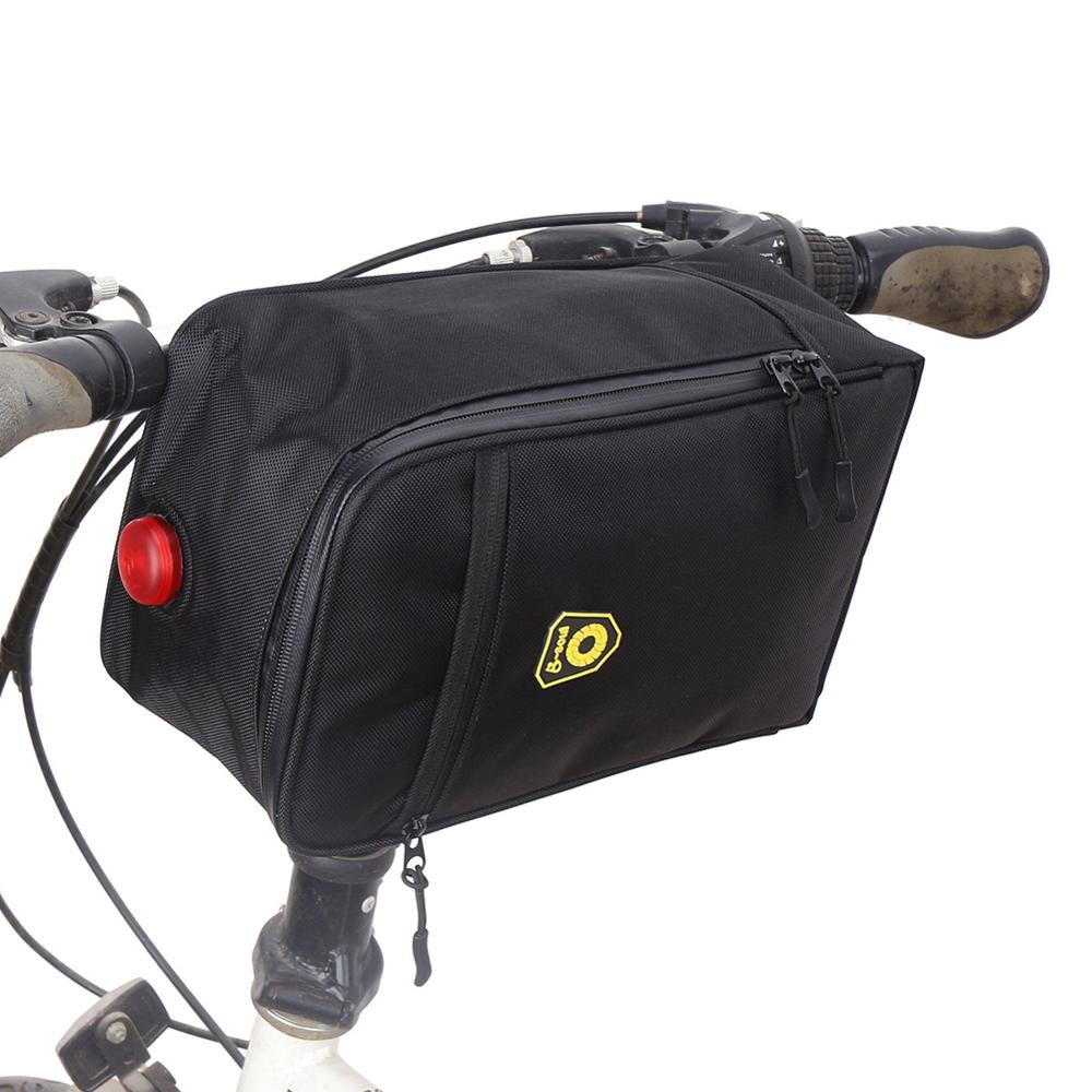 Bicycle Front Storage Bag Zipper Rack Bag Two Compartments Pannier Trunk Bag with Taillight Motorcycle Bike Accessories