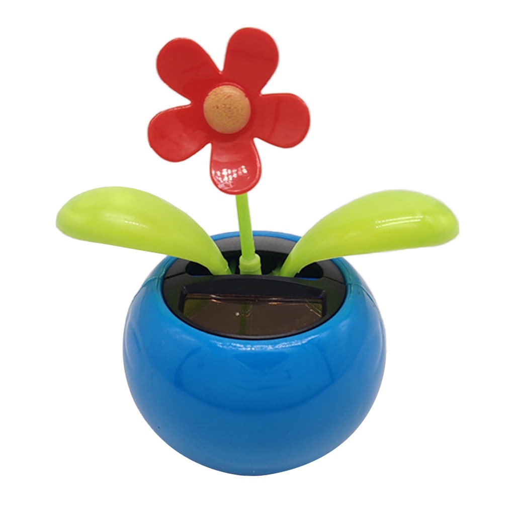 Solar- angetrieben Blume Sonnenblumen Tanzen Schaukel Puppe Spielzeug Wohnkultur Auto Ornament Blumentopf Figur -Blau