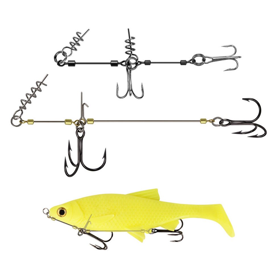 Carbon Vishaak Prikkeldraad Triple Haken Set Zachte Lokken Aas Vishaak Jig Rig Helpen Haak Schroef Pin String