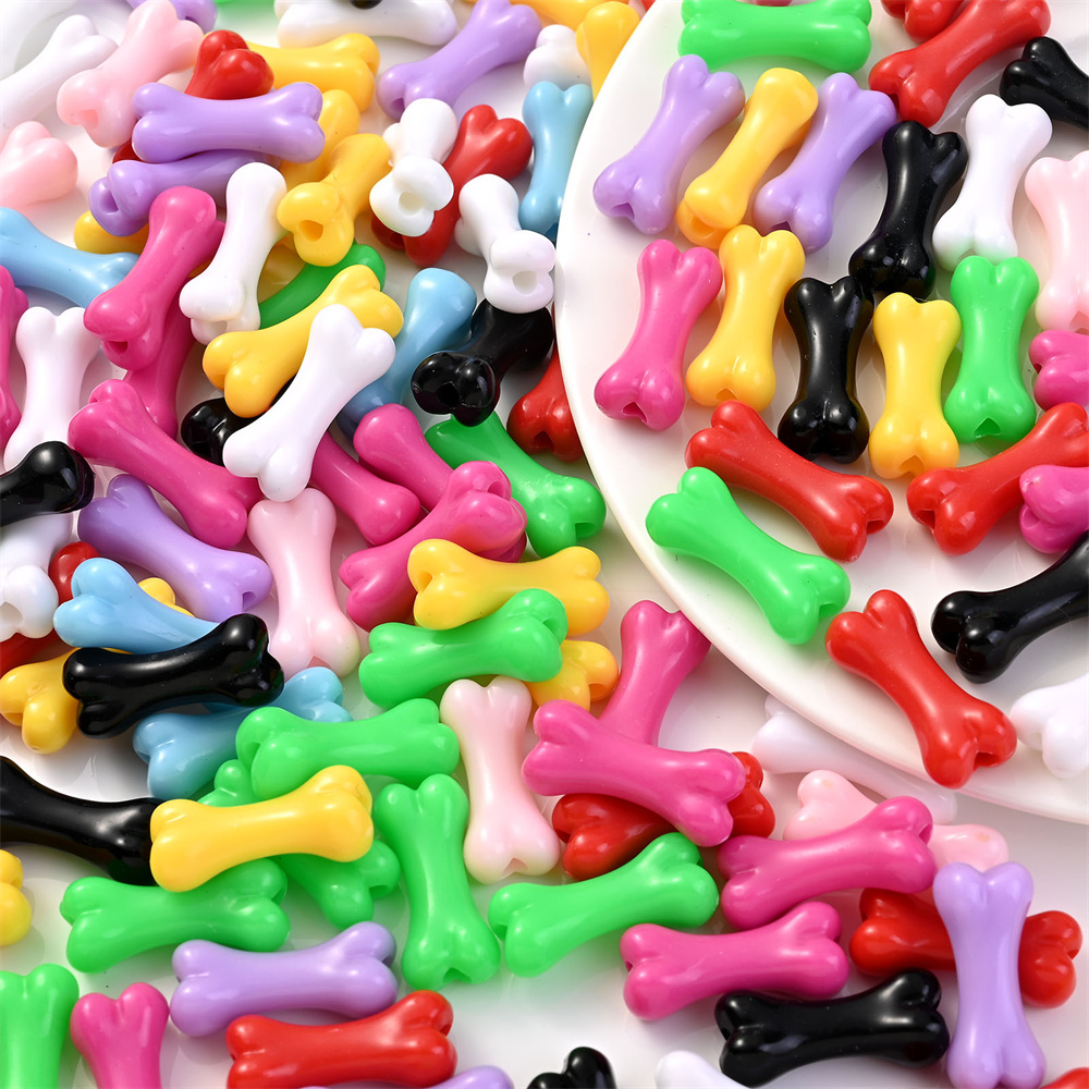 50 Uds. Cuentas acrílicas coloridas con forma de hueso, cuentas de hueso de cintura pequeña, pulsera DIY, collar, suministros para fabricación de joyas