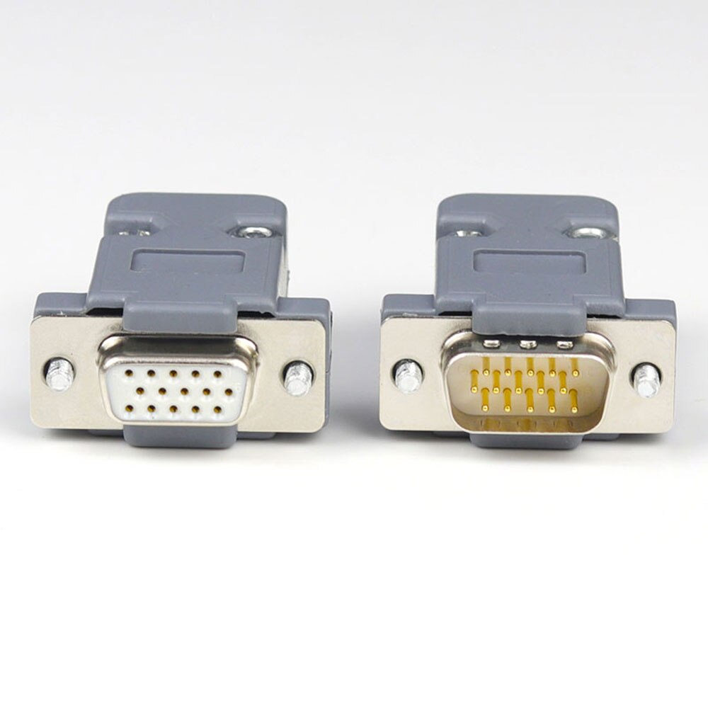 DB15 15 gat pin 3 rijen Parallel Vga-poort Adapter man vrouw plug socket Soldeer Gelast Connector + Plastic Shell cover