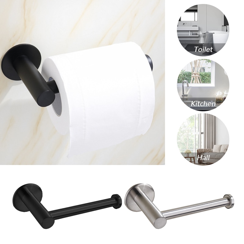 Free Kitchen Roll Paper Accessory Wall Mount Toilet Paper Holder Stainless Steel Bathroom Tissue Towel Accessories Rack Holders