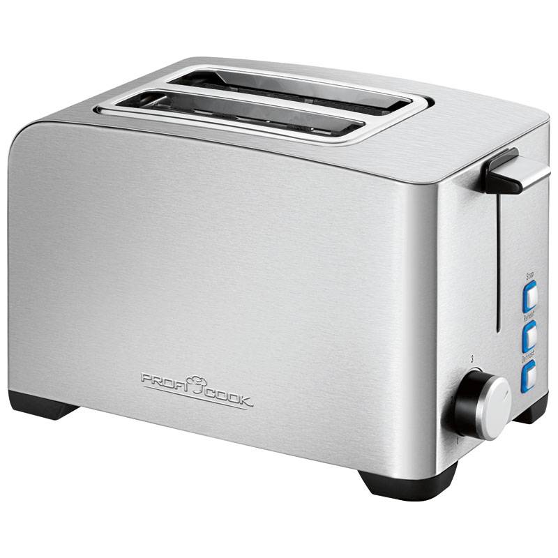 Proficook – grille-pain TA 1082, 2 fentes, 3 fonctions, rouleaux chauffants, 800 W, en acier inoxydable